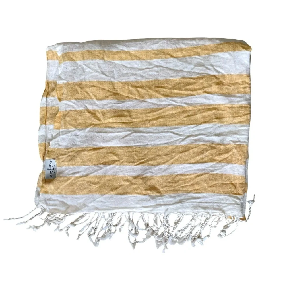 FAIR SEAS SUPPLY CO. Cotton Turkish Towel Scarf Yellow White Stripes